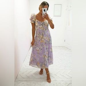SIBELLA The Label - Floral Print Midi Lilac Dress